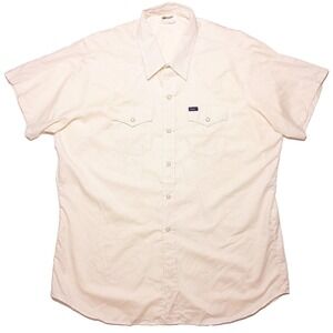 Vintage KEY Imperial Short Sleeve Pearl Snap Work Shirt‎ Cream XXL 18.5 2XLT